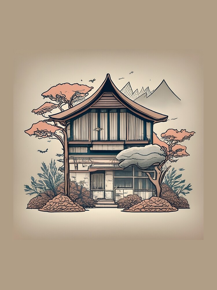 Thumbnail 4 of 4, A-Line Dress, Old Traditional Indonesia house Rumah Adat, minimalistic ink drawing designed and sold by Patricks-Art.