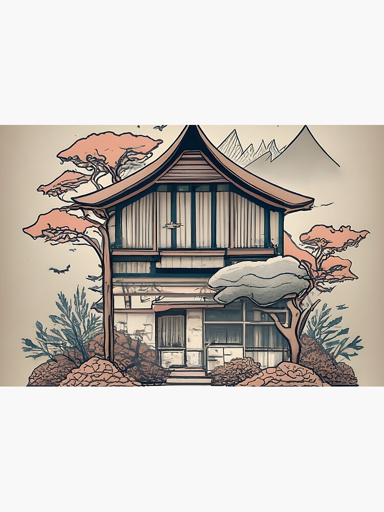 Thumbnail 3 of 3, Journal, Old Traditional Indonesia house Rumah Adat, minimalistic ink drawing designed and sold by Patricks-Art.
