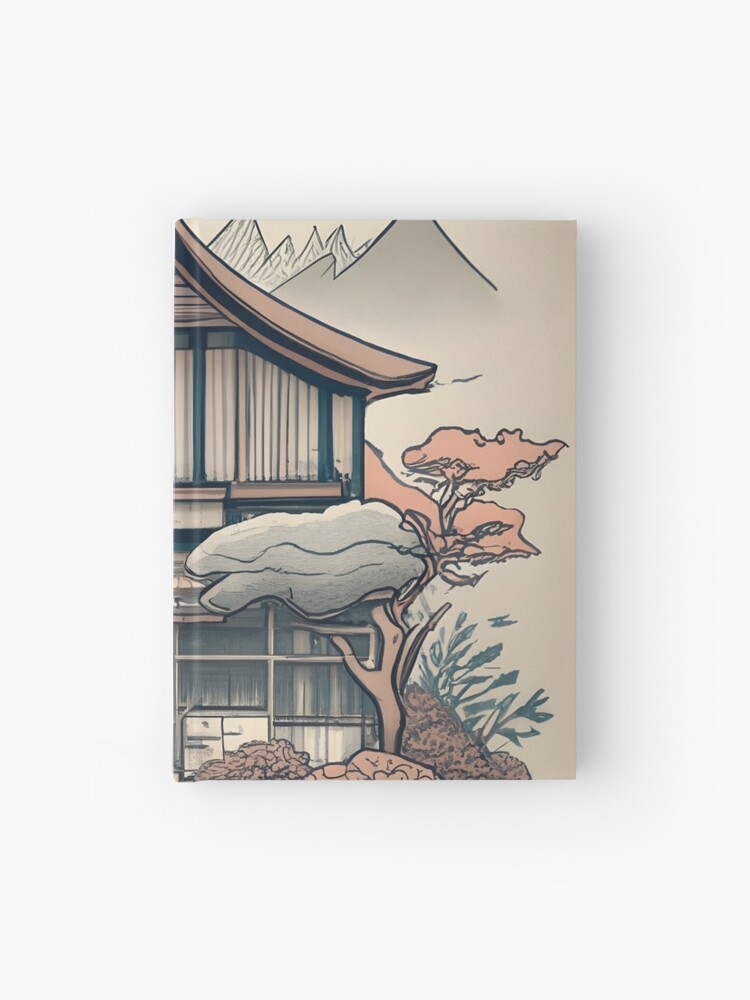 Thumbnail 1 of 3, Journal, Old Traditional Indonesia house Rumah Adat, minimalistic ink drawing designed and sold by Patricks-Art.