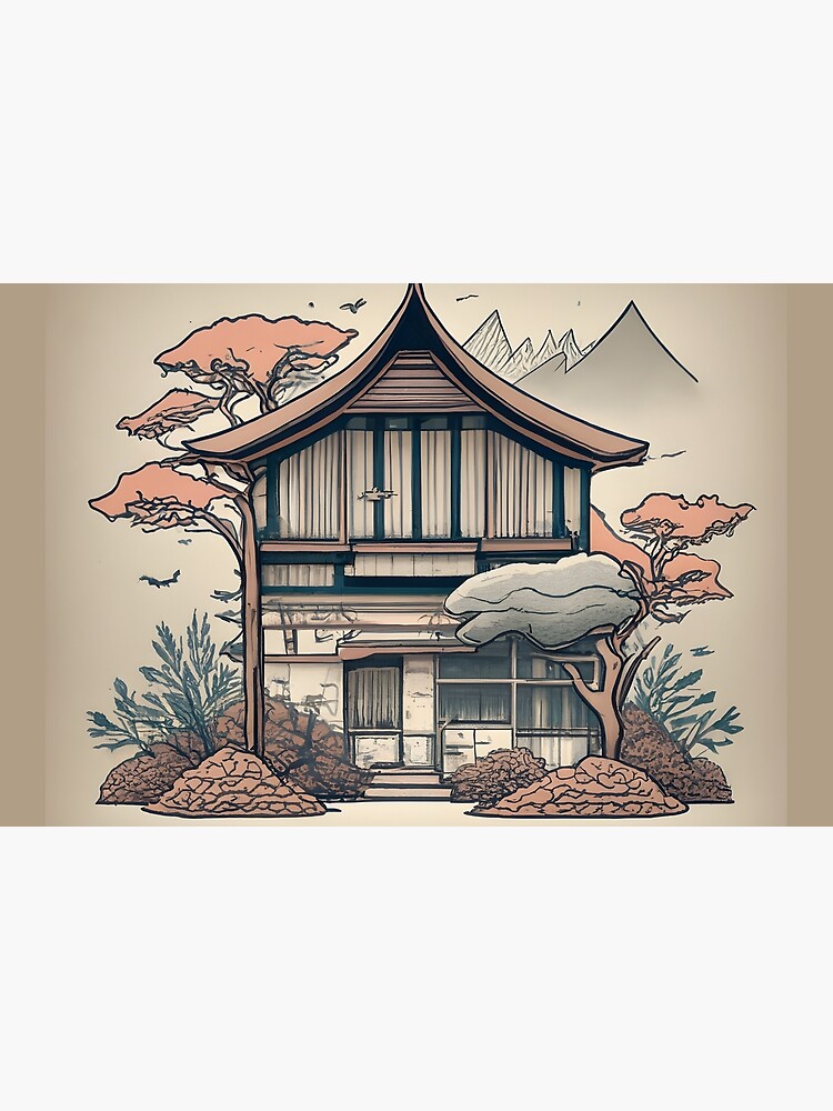 Thumbnail 2 of 2, Laptop Sleeve, Old Traditional Indonesia house Rumah Adat, minimalistic ink drawing designed and sold by Patricks-Art.
