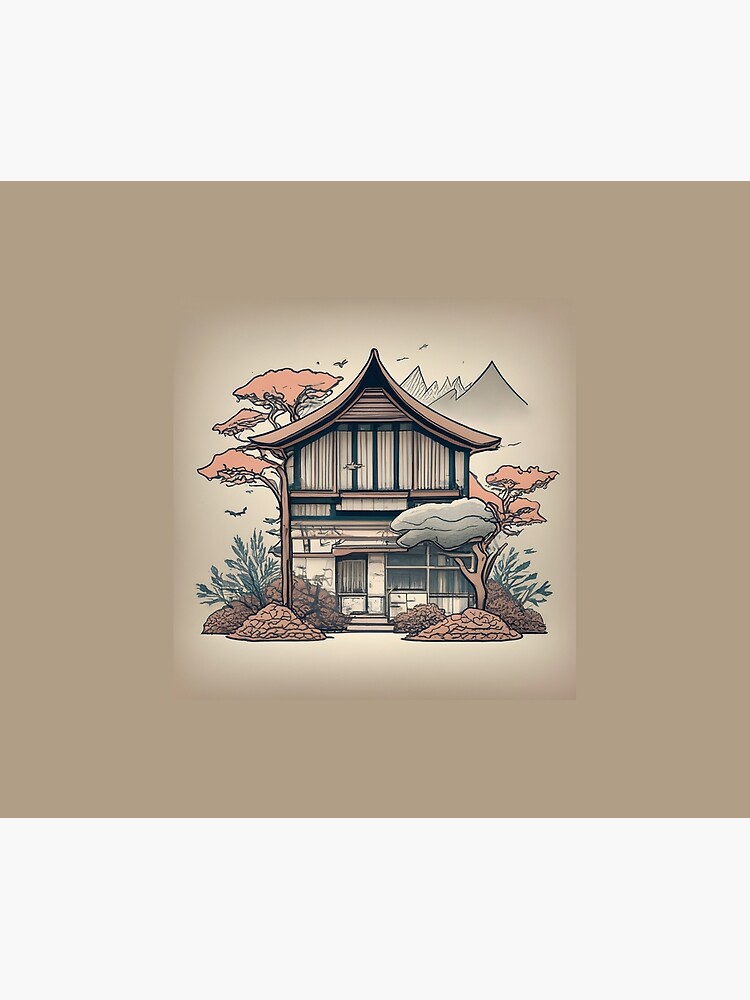 Thumbnail 2 of 2, Duvet Cover, Old Traditional Indonesia house Rumah Adat, minimalistic ink drawing designed and sold by Patricks-Art.