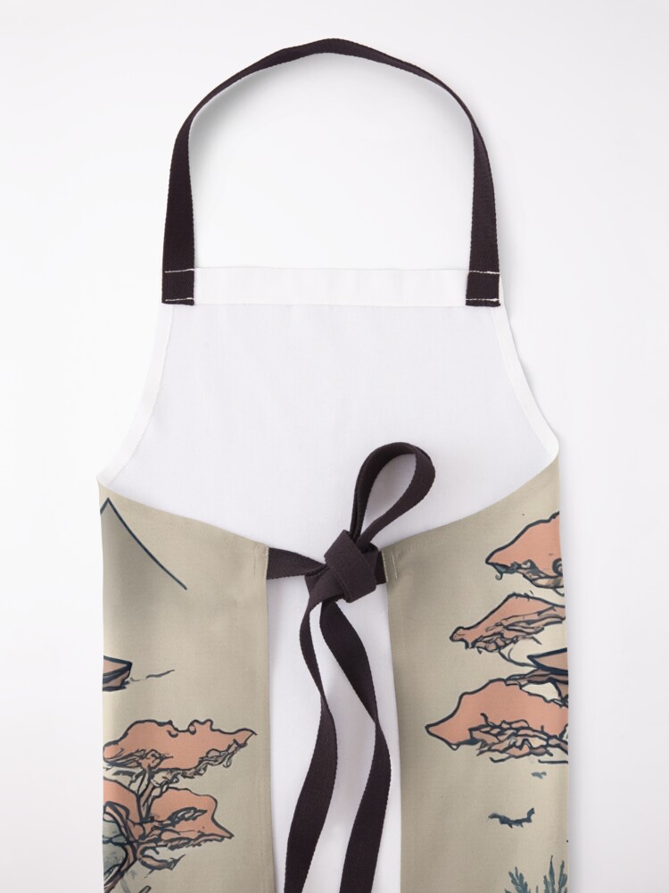 Thumbnail 5 of 6, Apron, Old Traditional Indonesia house Rumah Adat, minimalistic ink drawing designed and sold by Patricks-Art.