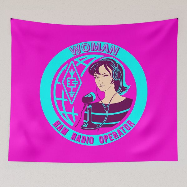 Item preview, Woman HAM Radio Operator - pink-cyan style designed and sold by tuzlay.
