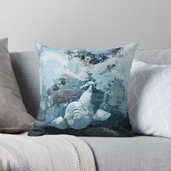 Mama and Baby Beluga Whale Throw Pillow
