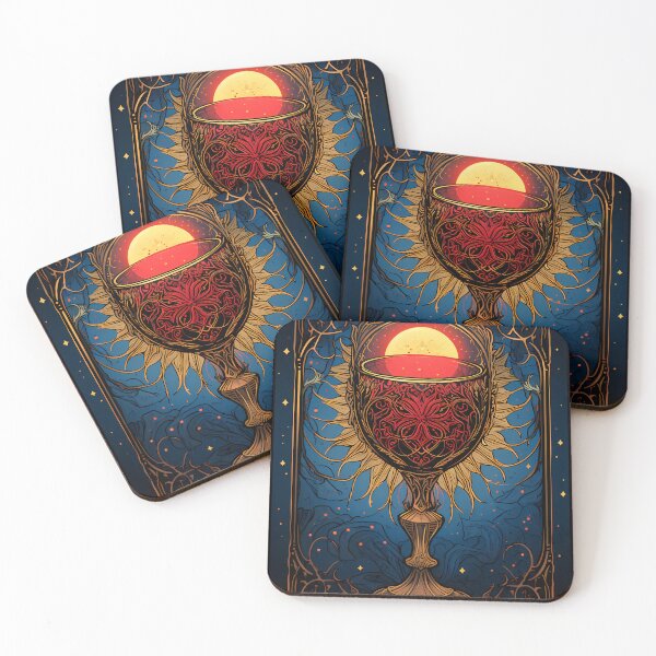 Item preview,  Gothic Red Gold Pagan Chalice  Dark Blue Starry Night designed and sold by AwakenedSoul.