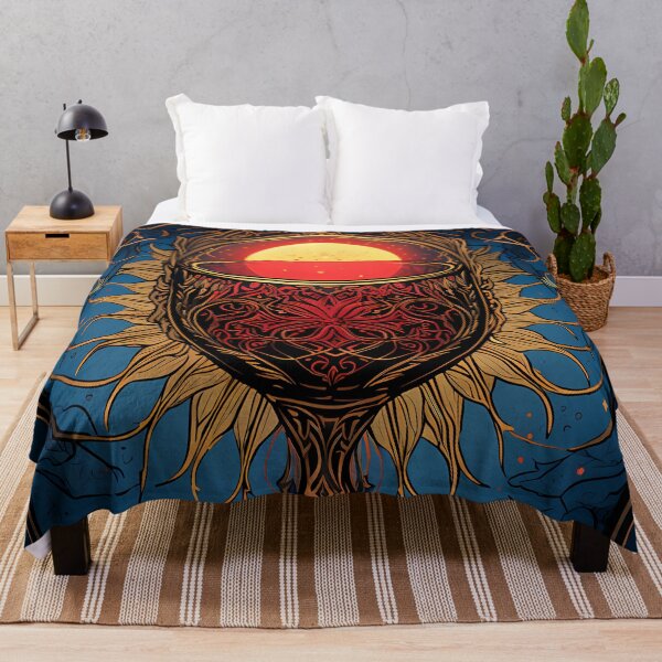 Item preview, Gothic Red Gold Pagan Chalice Dark Blue Starry Night designed and sold by AwakenedSoul.