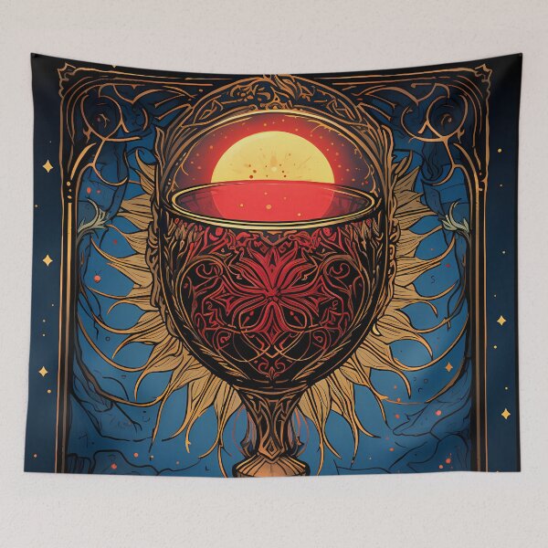 Item preview,  Gothic Red Gold Pagan Chalice  Dark Blue Starry Night designed and sold by AwakenedSoul.