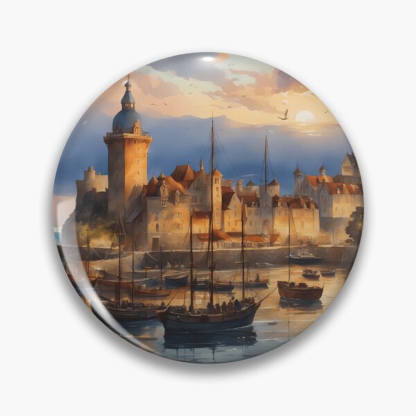Item preview, Tower Overlooking the Bustling Port designed and sold by designsbyflo.