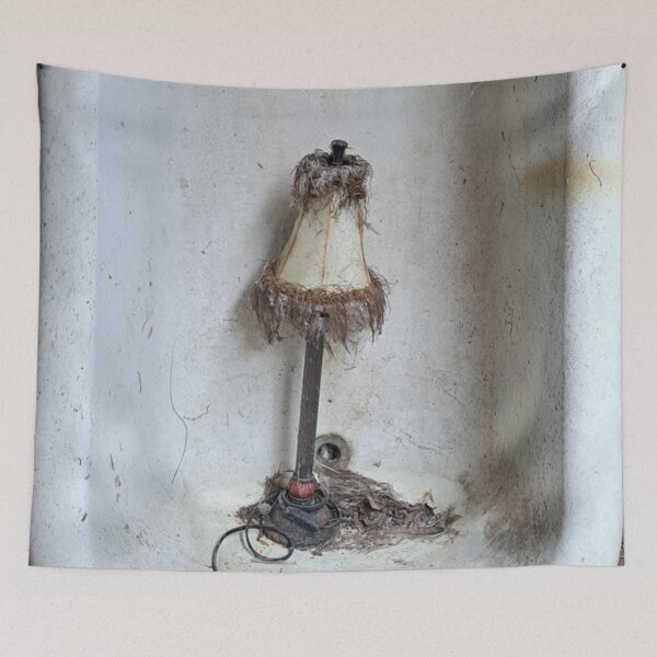 Item preview, "Aged Light Altar" A close-up of a frayed, primitive lamp in a deteriorated tub. designed and sold by WhiteWolfe0127.