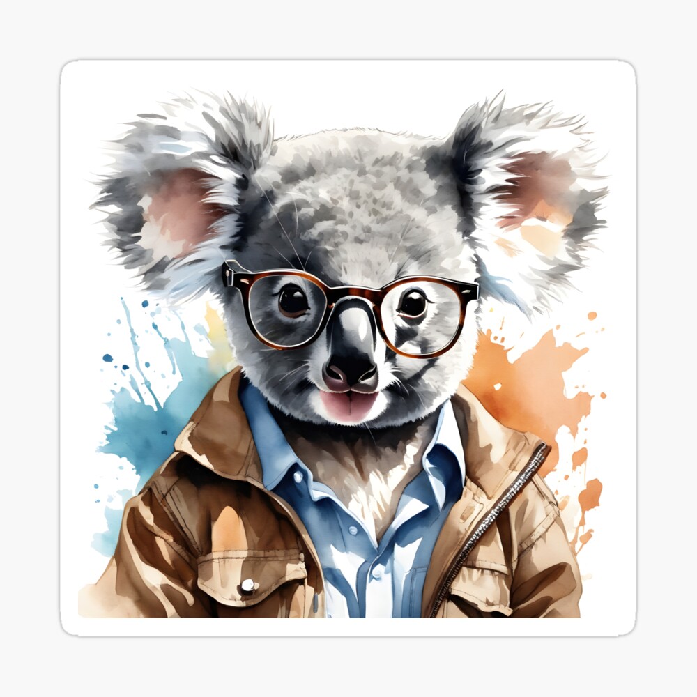 Animal illustration with cute girl koala with glasses. 2047560