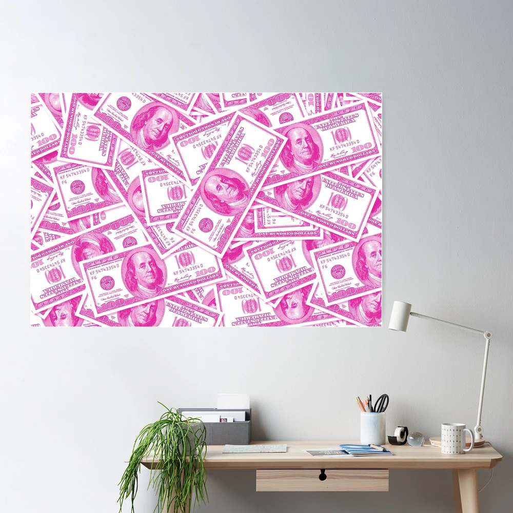Hundred 100 Dollar Bill Background Pattern Design Pink Color Square  Rectangle Photographic Print for Sale by VincentArtist