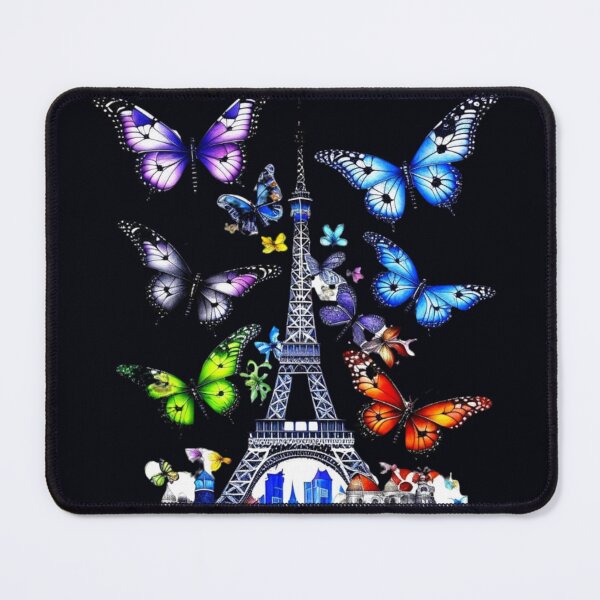 Item preview, Rainbow butterflies fly over the Eiffel Tower in Paris. designed and sold by Natalia-Vlad.