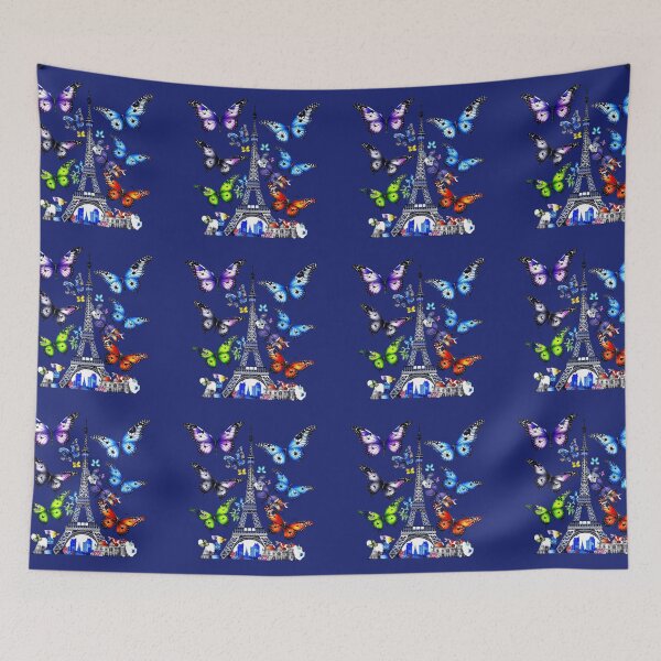 Item preview, Rainbow butterflies fly over the Eiffel Tower in Paris. designed and sold by Natalia-Vlad.