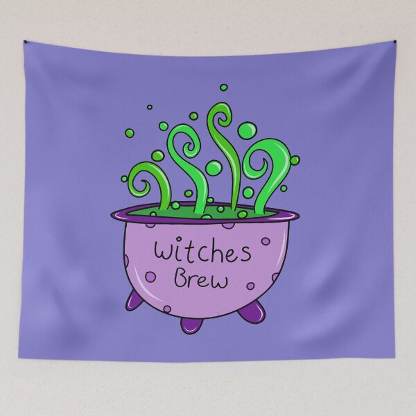 Item preview, Cute Halloween Purple Witches Brew Cauldron Doodle with Green Swirling Potion Cartoon on Purple Backdrop, made by EndlessEmporium designed and sold by EndlessEmporium.