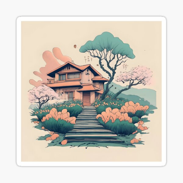 Item preview, Old Traditional Indonesia house Rumah Adat Drawing designed and sold by Patricks-Art.
