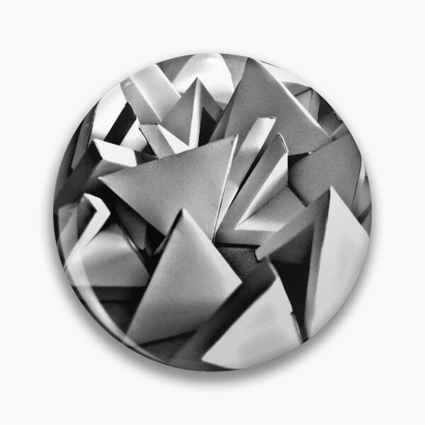 Item preview, black white composition of three-dimensional triangular shapes designed and sold by colorfulglee.
