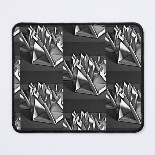 Item preview, black white composition of three-dimensional triangular shapes designed and sold by colorfulglee.
