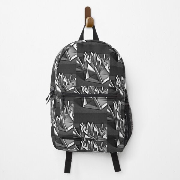 Item preview, black white composition of three-dimensional triangular shapes designed and sold by colorfulglee.