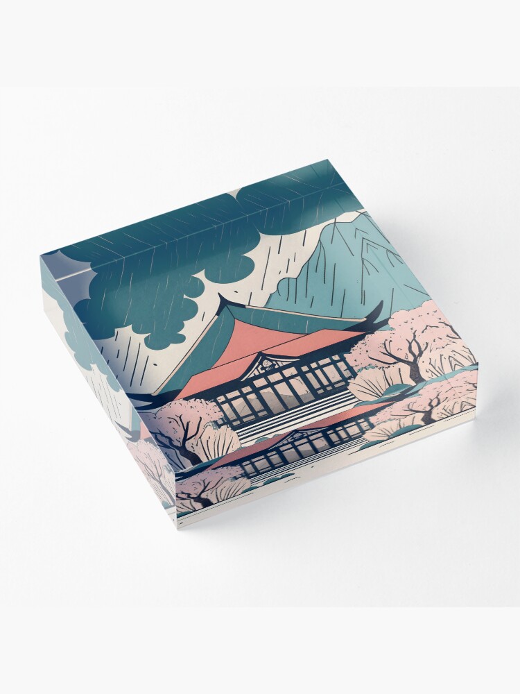 Thumbnail 3 of 5, Acrylic Block, Old Traditional Indonesia house Rumah Adat Drawing designed and sold by Patricks-Art.