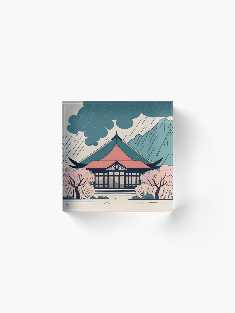 Thumbnail 2 of 5, Acrylic Block, Old Traditional Indonesia house Rumah Adat Drawing designed and sold by Patricks-Art.