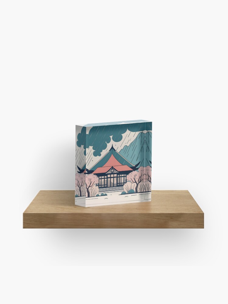 Thumbnail 1 of 5, Acrylic Block, Old Traditional Indonesia house Rumah Adat Drawing designed and sold by Patricks-Art.