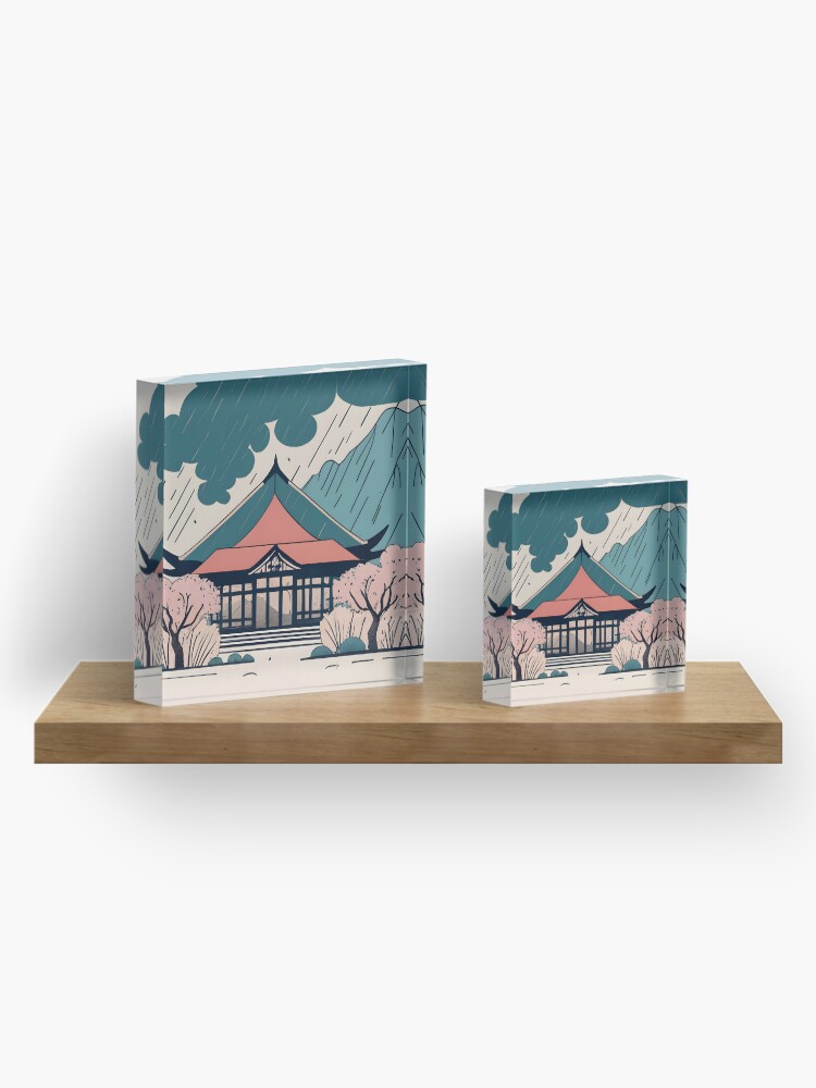 Thumbnail 4 of 5, Acrylic Block, Old Traditional Indonesia house Rumah Adat Drawing designed and sold by Patricks-Art.