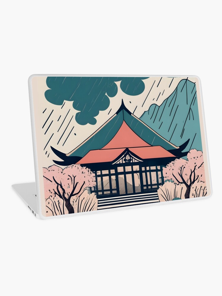 Thumbnail 1 of 2, Laptop Skin, Old Traditional Indonesia house Rumah Adat Drawing designed and sold by Patricks-Art.