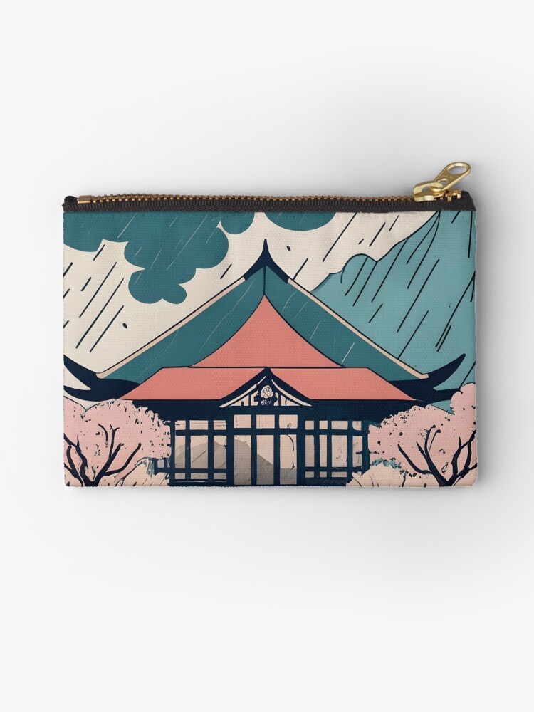 Thumbnail 1 of 4, Zipper Pouch, Old Traditional Indonesia house Rumah Adat Drawing designed and sold by Patricks-Art.