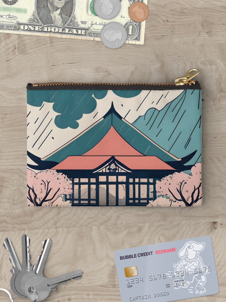 Thumbnail 3 of 4, Zipper Pouch, Old Traditional Indonesia house Rumah Adat Drawing designed and sold by Patricks-Art.
