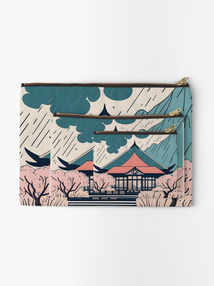 Thumbnail 2 of 4, Zipper Pouch, Old Traditional Indonesia house Rumah Adat Drawing designed and sold by Patricks-Art.
