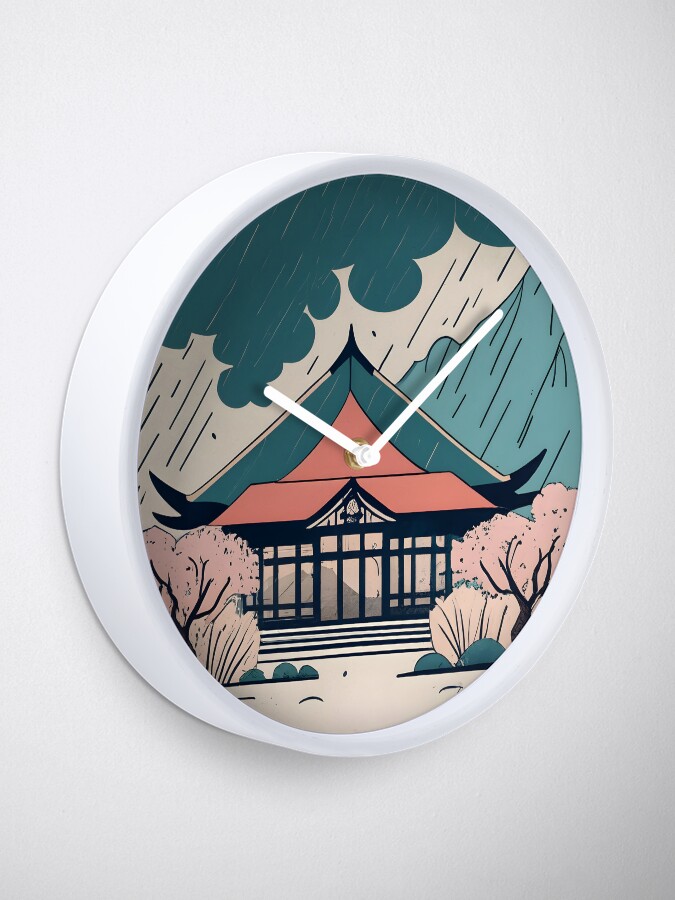 Thumbnail 1 of 4, Clock, Old Traditional Indonesia house Rumah Adat Drawing designed and sold by Patricks-Art.