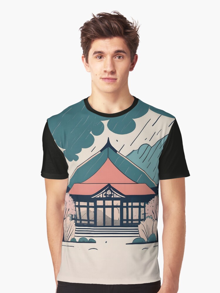 Thumbnail 1 of 5, Graphic T-Shirt, Old Traditional Indonesia house Rumah Adat Drawing designed and sold by Patricks-Art.