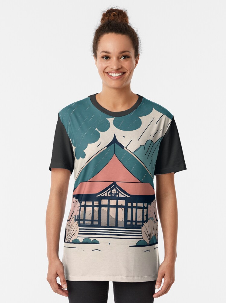 Thumbnail 2 of 5, Graphic T-Shirt, Old Traditional Indonesia house Rumah Adat Drawing designed and sold by Patricks-Art.