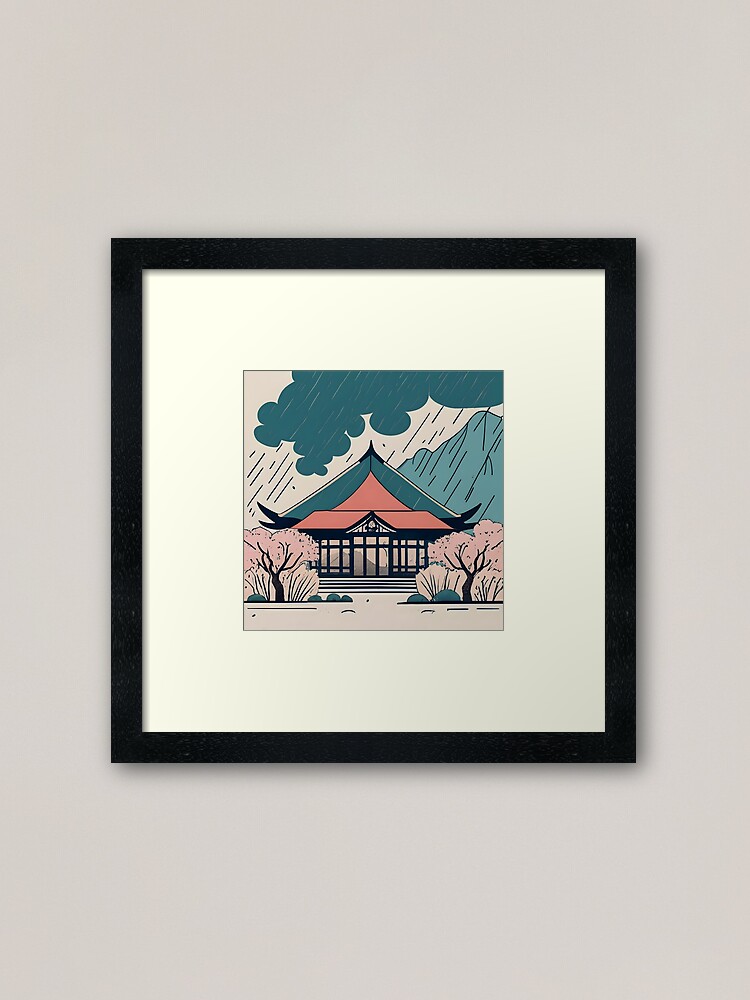 Thumbnail 1 of 7, Framed Art Print, Old Traditional Indonesia house Rumah Adat Drawing designed and sold by Patricks-Art.