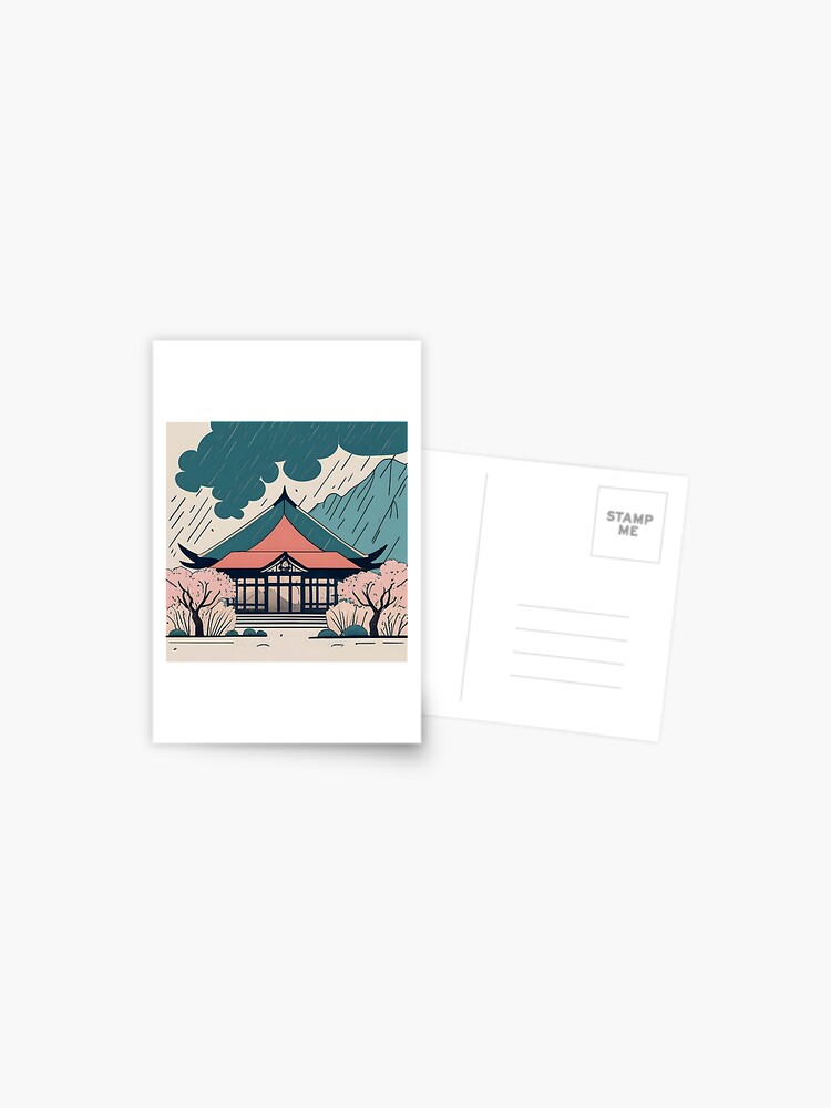 Thumbnail 1 of 2, Postcard, Old Traditional Indonesia house Rumah Adat Drawing designed and sold by Patricks-Art.