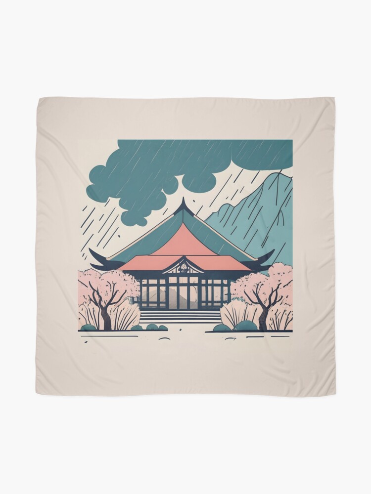Thumbnail 2 of 3, Scarf, Old Traditional Indonesia house Rumah Adat Drawing designed and sold by Patricks-Art.