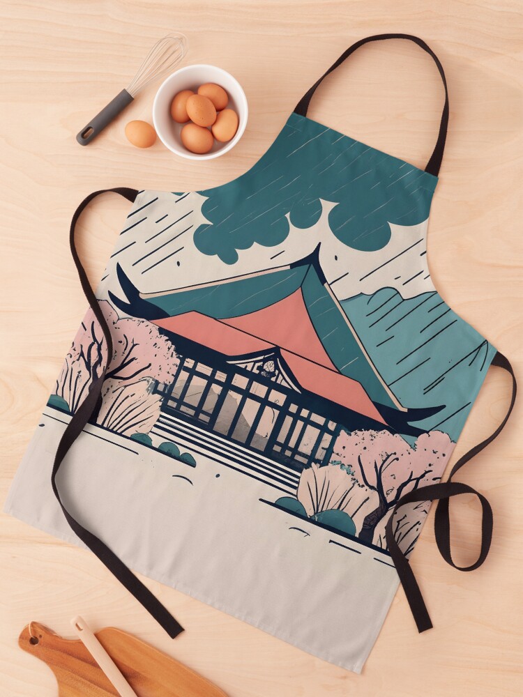 Thumbnail 1 of 6, Apron, Old Traditional Indonesia house Rumah Adat Drawing designed and sold by Patricks-Art.