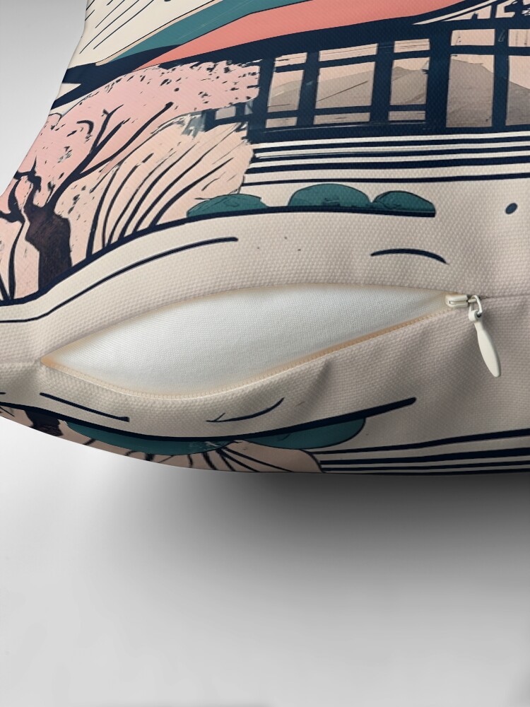 Thumbnail 2 of 4, Pillow, Old Traditional Indonesia house Rumah Adat Drawing designed and sold by Patricks-Art.