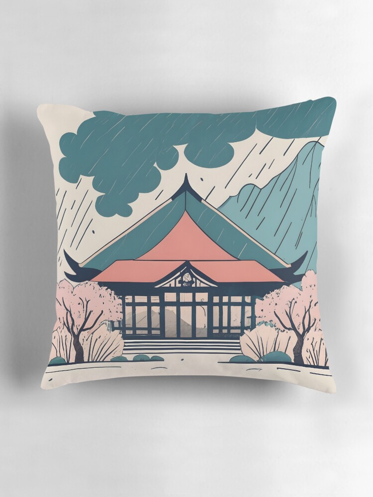 Thumbnail 3 of 4, Pillow, Old Traditional Indonesia house Rumah Adat Drawing designed and sold by Patricks-Art.