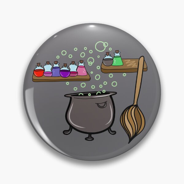 Item preview, Witches Potions, Cauldron, and Broomstick Cartoon Doodles on a Gray Backdrop, made by EndlessEmporium designed and sold by EndlessEmporium.