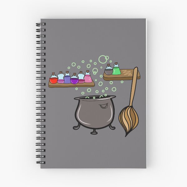 Item preview, Witches Potions, Cauldron, and Broomstick Cartoon Doodles on a Gray Backdrop, made by EndlessEmporium designed and sold by EndlessEmporium.