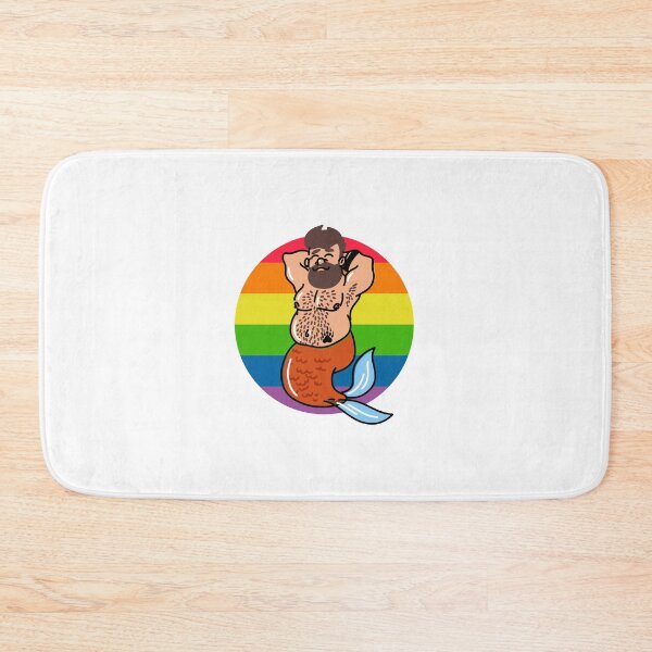 Item preview, Hairy merman with lgbtq flag colors - gay bear designed and sold by ItalianCub.