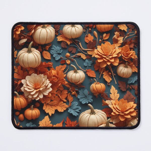 Item preview, Haunted Halloween Flower and Pumpkin Pattern Background, Fall Flower Pumpkin Pattern Background designed and sold by raveenext.