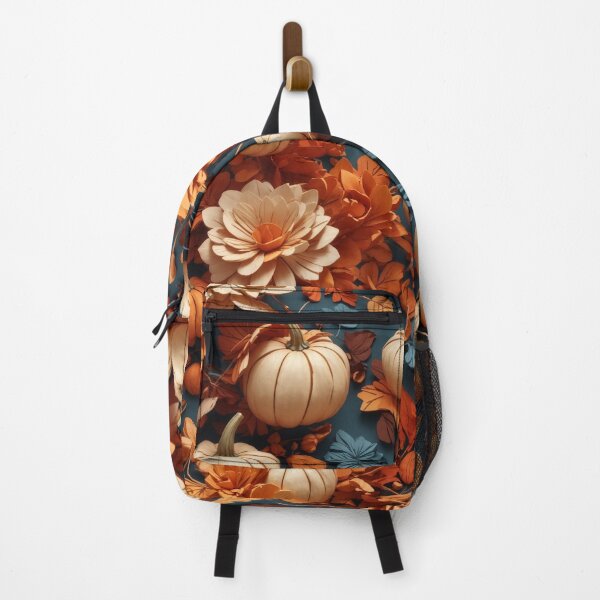 Item preview, Haunted Halloween Flower and Pumpkin Pattern Background, Fall Flower Pumpkin Pattern Background designed and sold by raveenext.