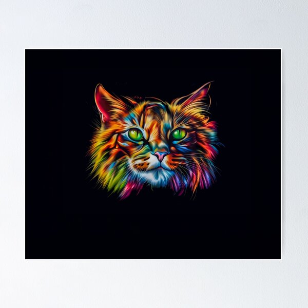 Item preview, Wild colorful cat with green eyes designed and sold by gelibolu.