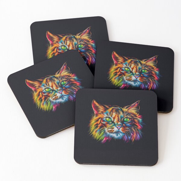 Item preview, Wild colorful cat with green eyes designed and sold by gelibolu.