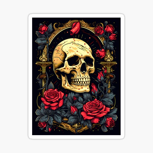 Sticker - Red and Black Gothic Halloween Skull Sticker