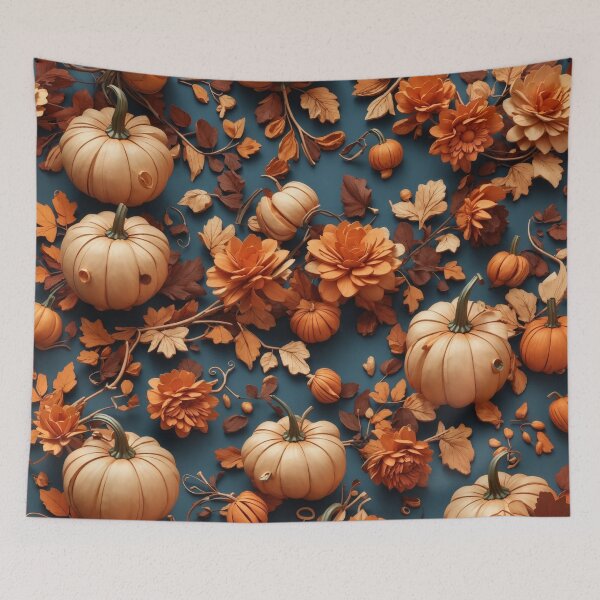 Item preview, Halloween Flower and Pumpkin Pattern Background, Fall Flower Pumpkin Pattern Background designed and sold by raveenext.