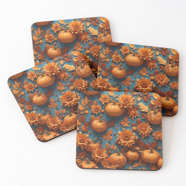 Item preview, Halloween 3D Flower and Pumpkin Pattern Background, Fall 3D Flower Pumpkin Pattern Background designed and sold by raveenext.