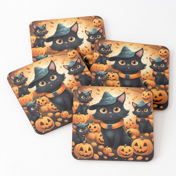 Item preview, Halloween Black Cat Kitten and Pumpkins designed and sold by Sophisticas.